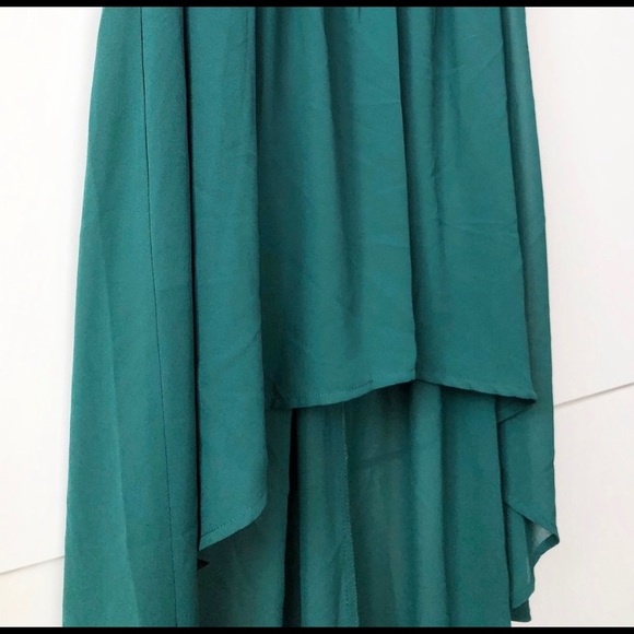 Emerald green high-low Chiffon Skirt - Picture 2 of 8